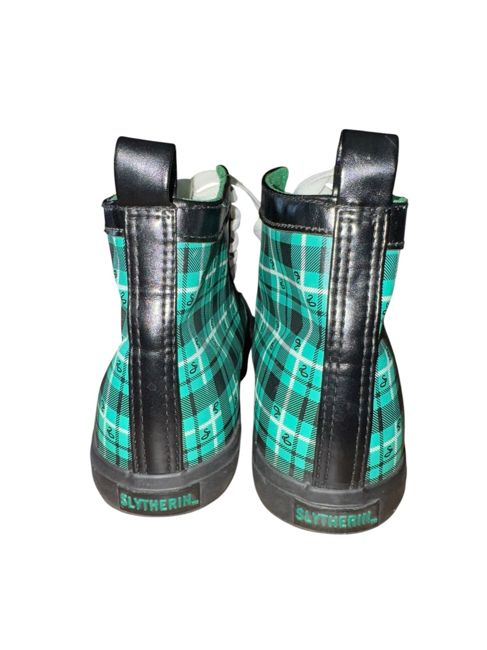 Harry Potter Slytherin High Top Sneakers Green Plaid Women’s 10 Hogwarts - Picture 5 of 11